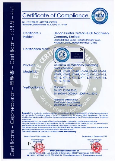 CE Certificate of Compliance