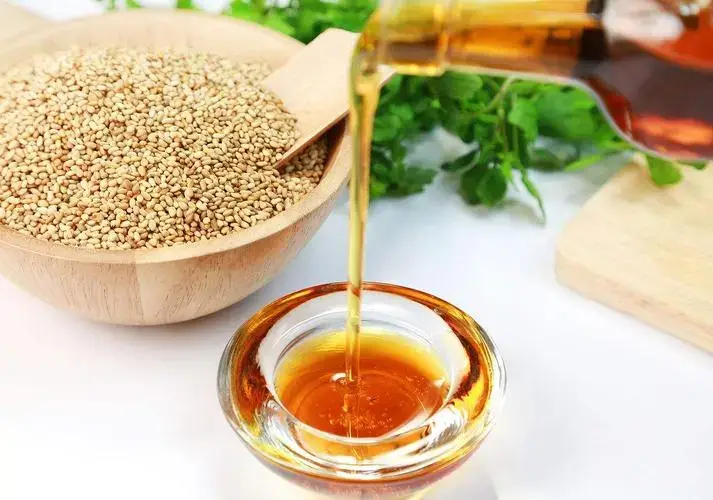 Sesame seeds and golden sesame oil produced at a sesame oil mill plant